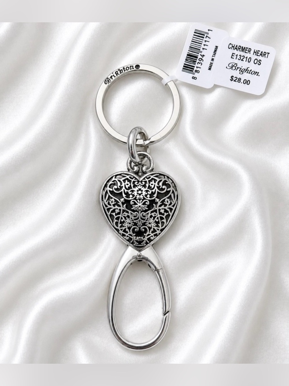 Brighton Charmer Heart Key Fob Filigree Keychain Bag Hook E13210 - Picture 3 of 3
